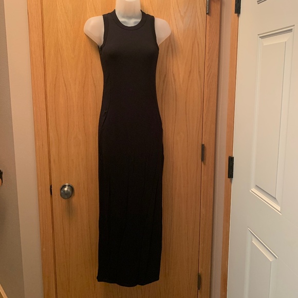 LuLu’s T-Shirt Maxi Dress Pockets! Black XS - Picture 1 of 4